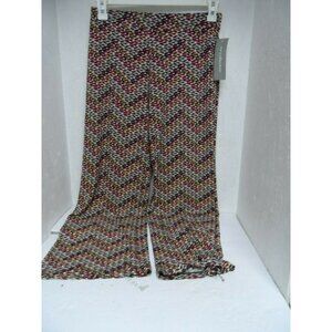NY Collection Women's XITP0264 Palazzo Pants Wine Arrow Size Small New !!!